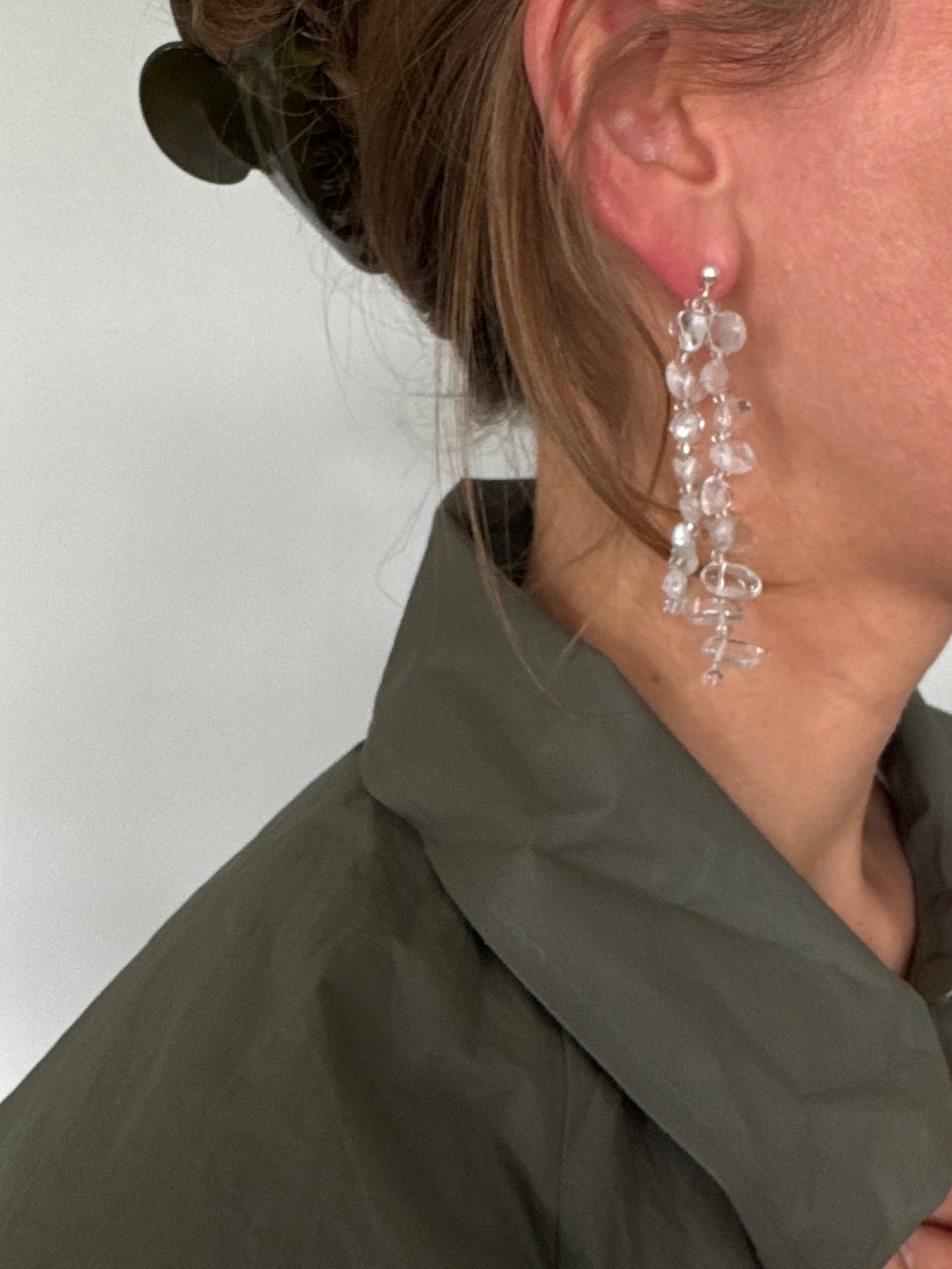 // YAMA FRINGE EARRING ~ Rock Crystal
