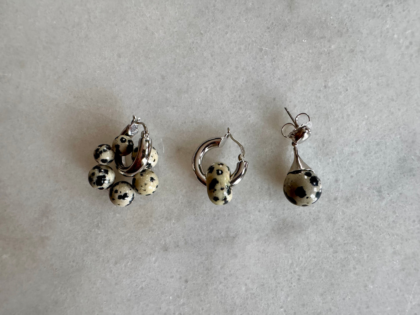 // DONUT EARRING ~ Dalmatian Jasper