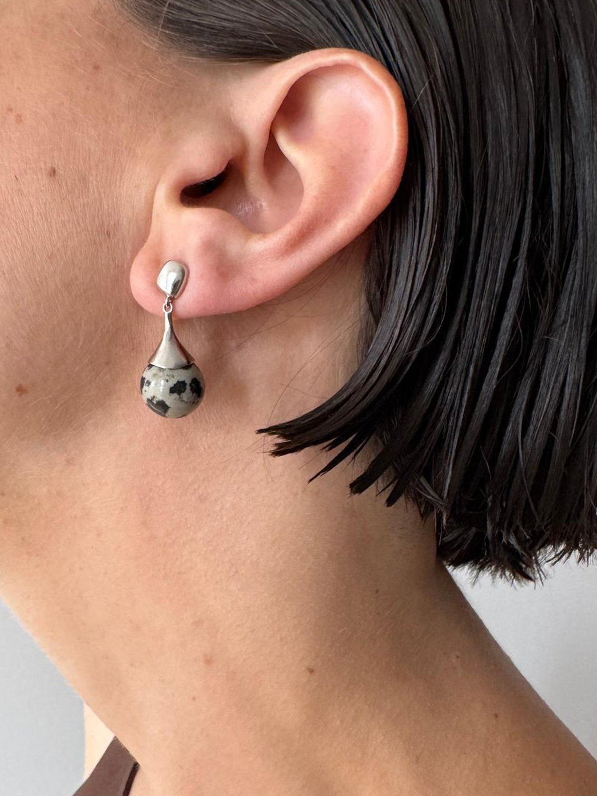 // BELL EARRING ~ Dalmatian Jasper