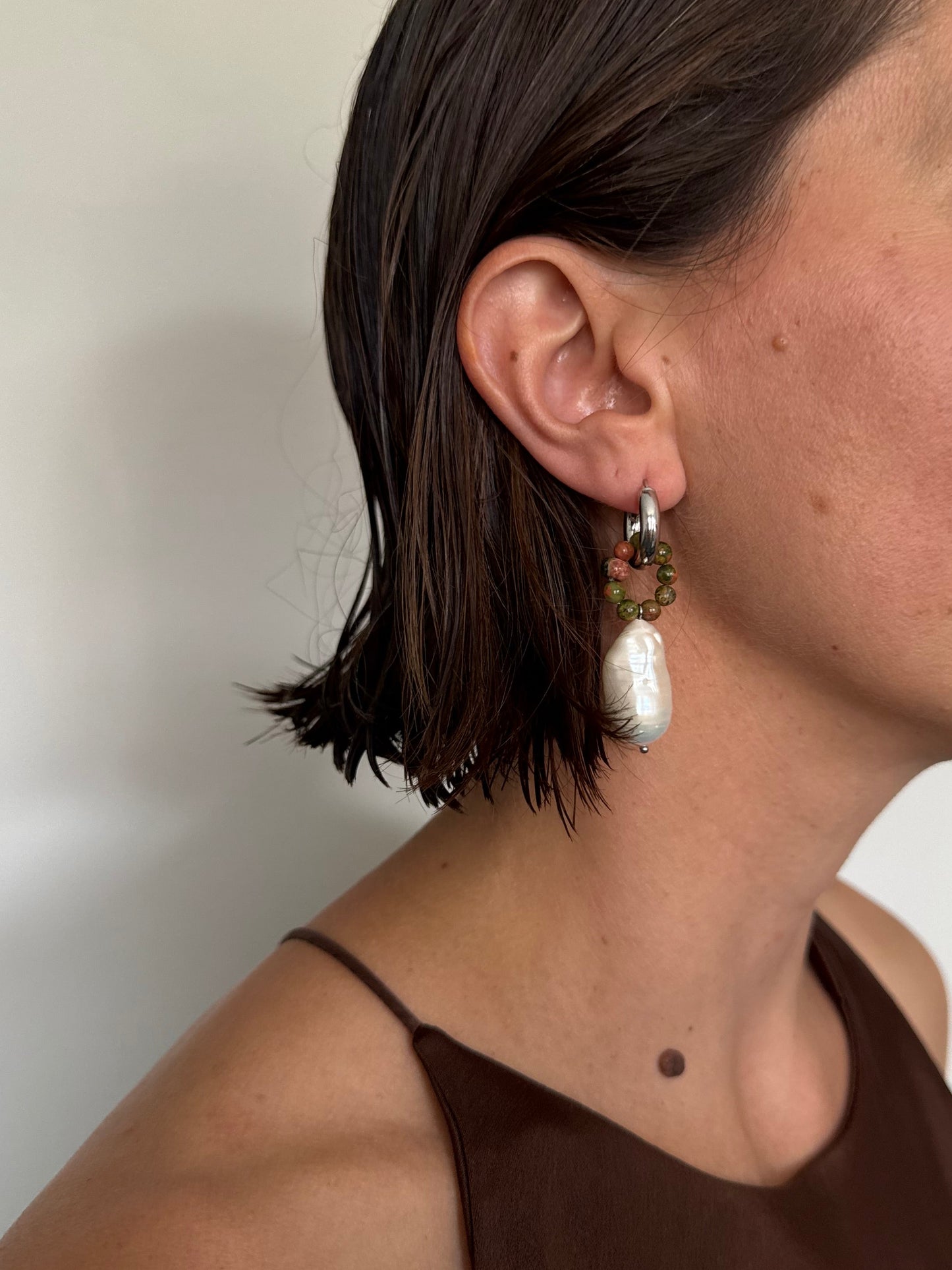 // NASHI DROP EARRING ~ Unakite