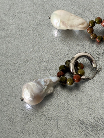 // NASHI DROP EARRING ~ Unakite