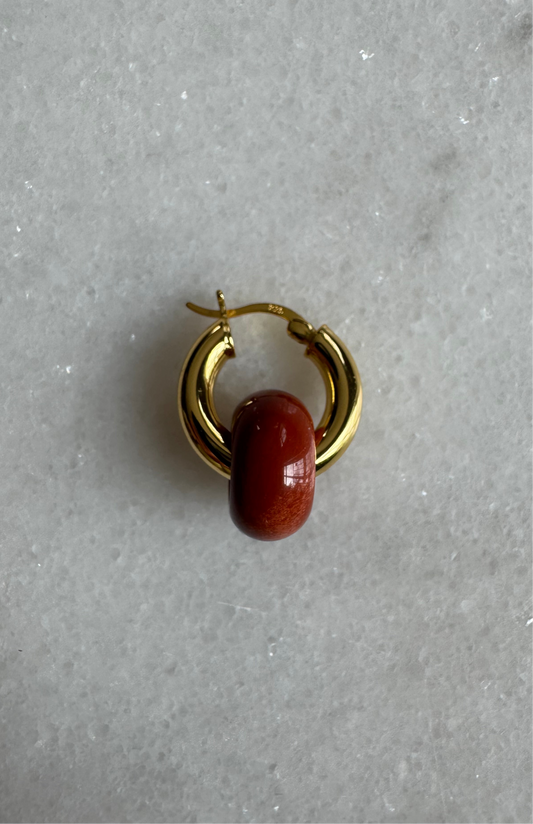 // DONUT EARRING ~ Red Jasper
