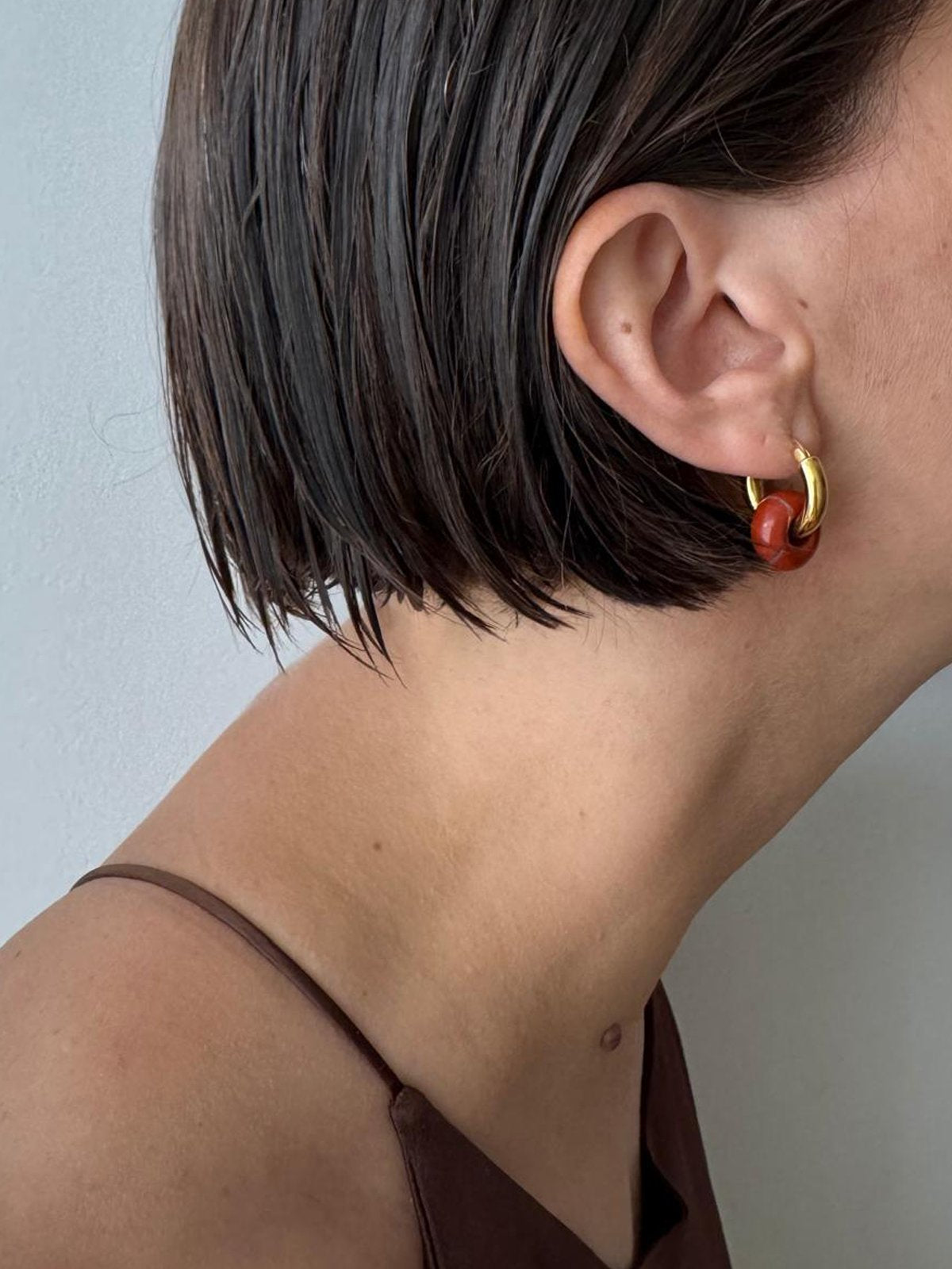 // DONUT EARRING ~ Red Jasper