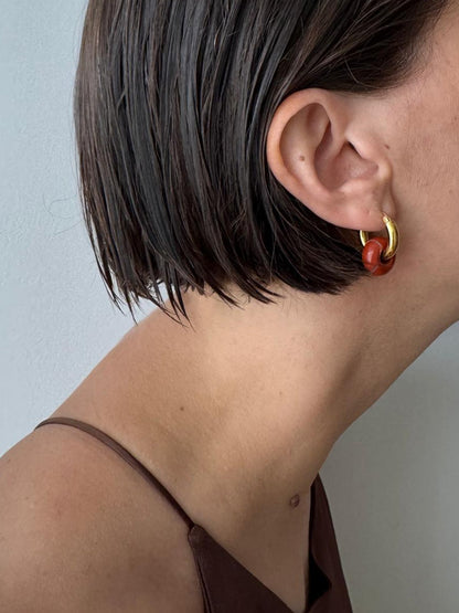 // DONUT EARRING ~ Red Jasper