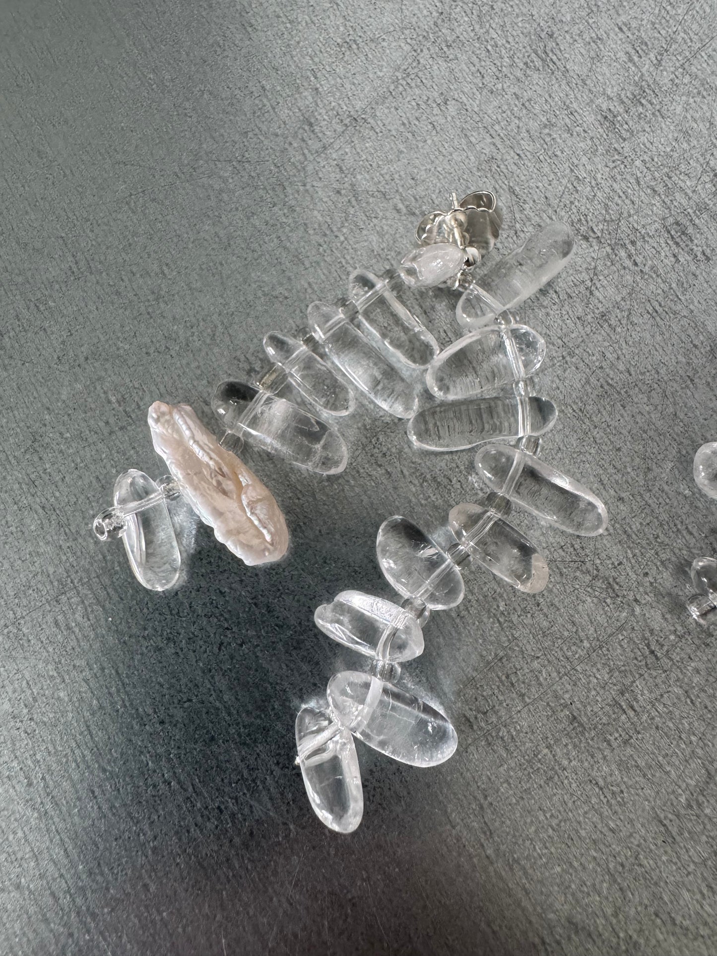 // YAMA FRINGE EARRINGS ~ Clear Quartz