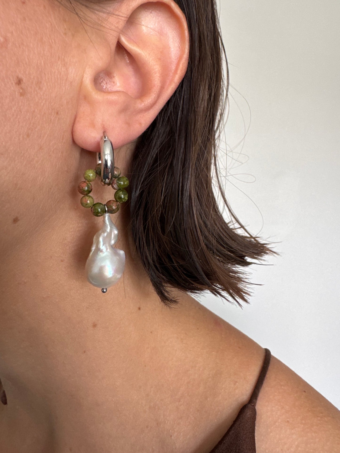 // NASHI DROP EARRING ~ Unakite