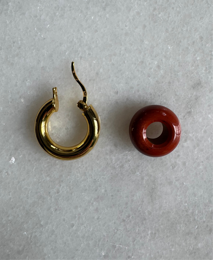 // DONUT EARRING ~ Red Jasper