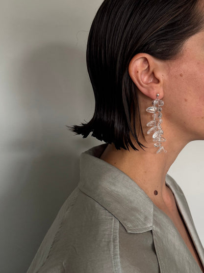 // YAMA FRINGE EARRINGS ~ Clear Quartz