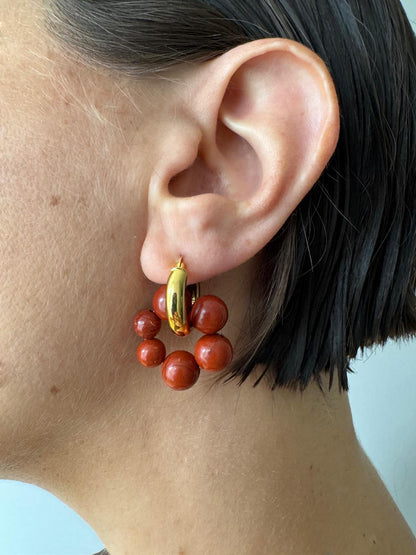 // ROW EARRING ~ Red Jasper
