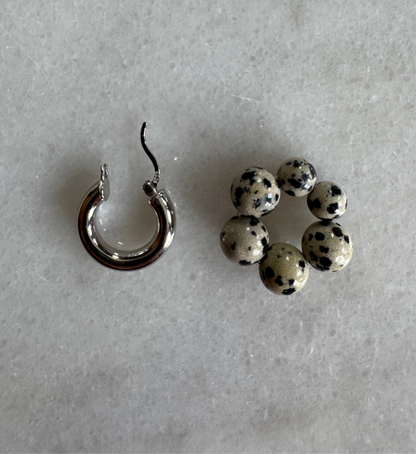 // ROW EARRING ~ Dalmatian Jasper