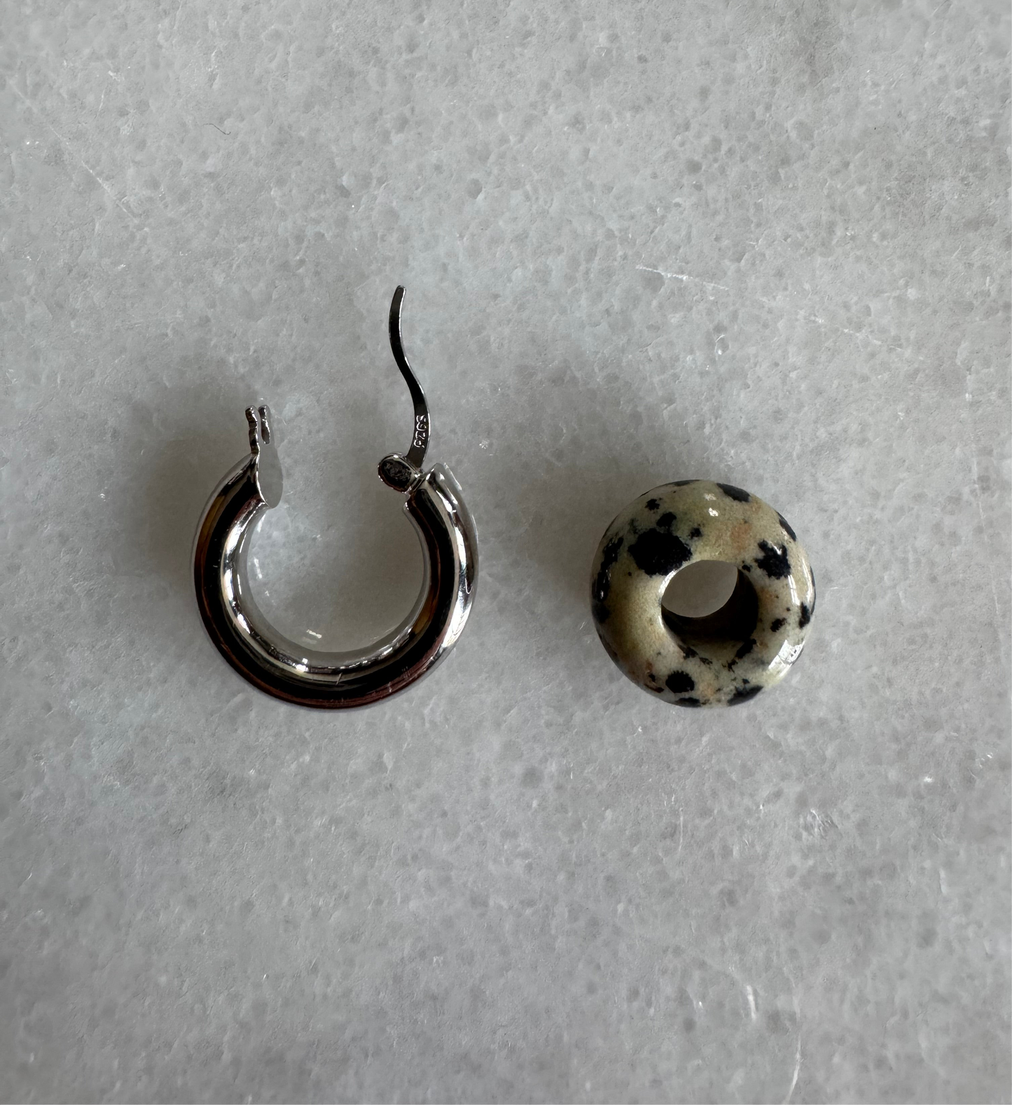 // DONUT EARRING ~ Dalmatian Jasper