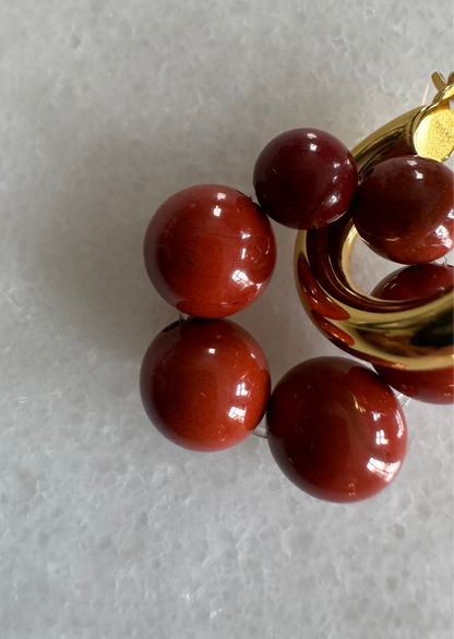 // ROW EARRING ~ Red Jasper