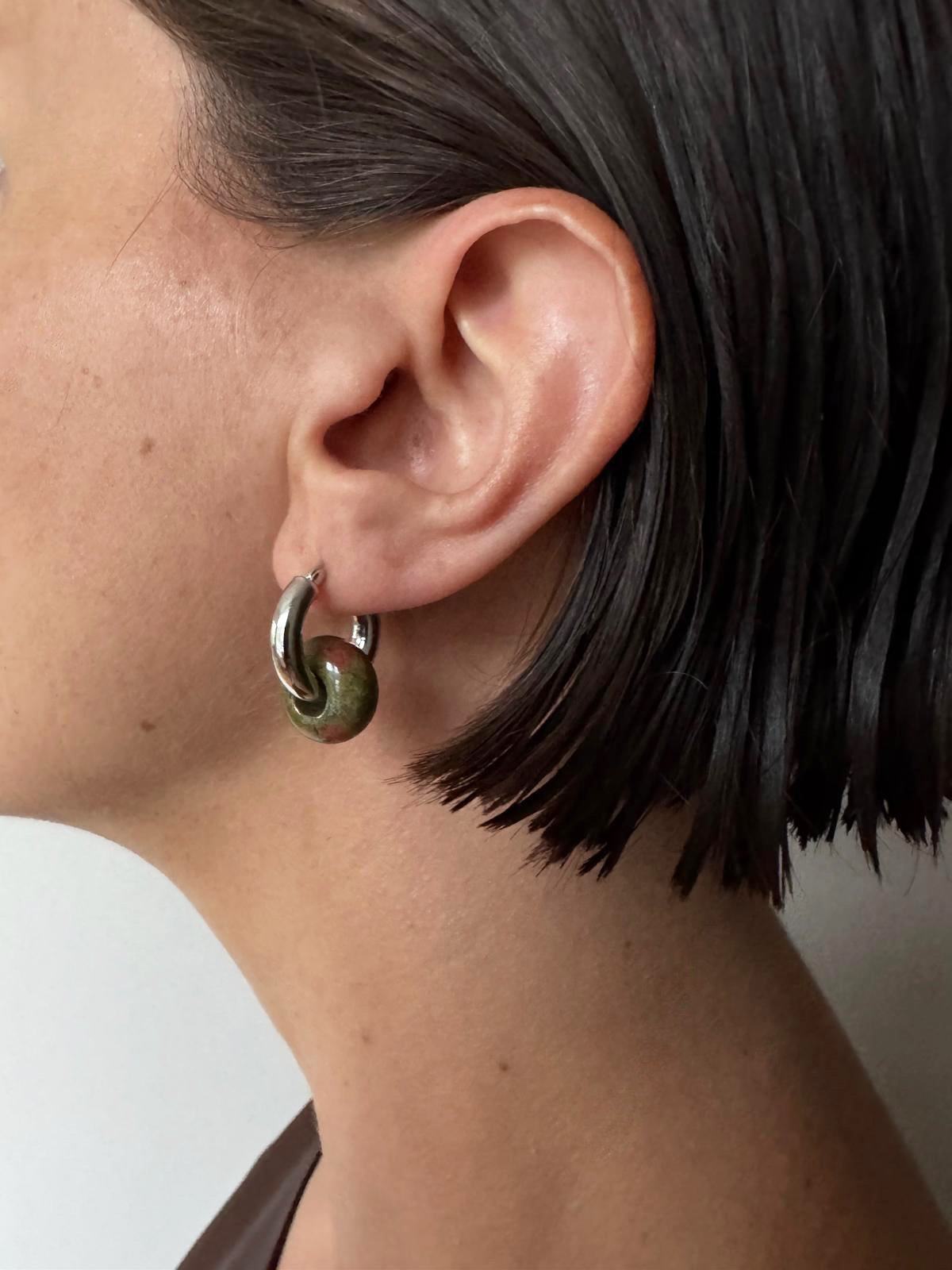 // DONUT EARRING ~ Unakite