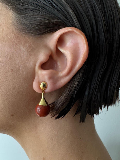 // BELL EARRING ~ Red Jasper