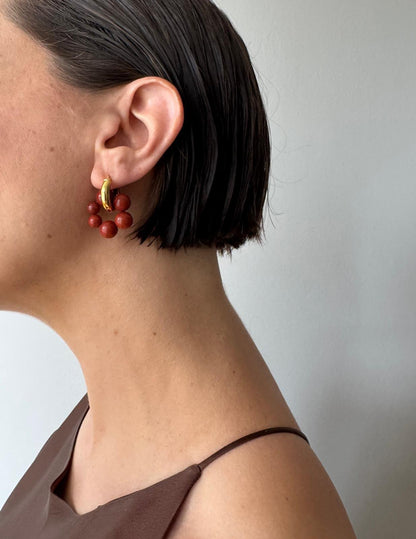 // ROW EARRING ~ Red Jasper