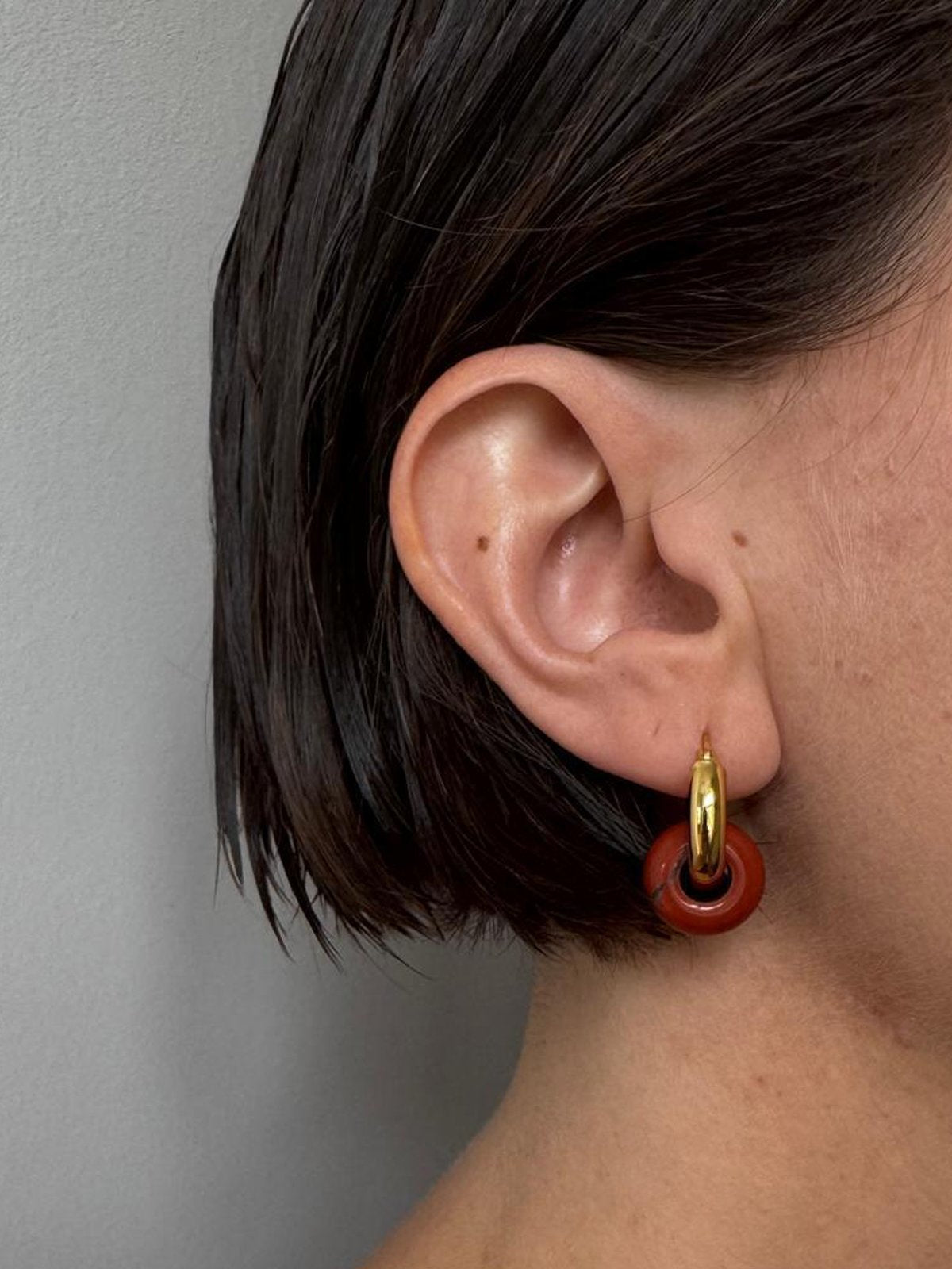 // DONUT EARRING ~ Red Jasper