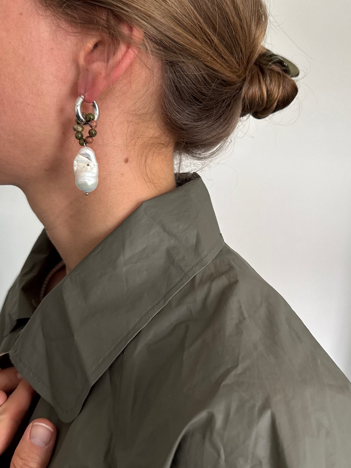 // NASHI DROP EARRING ~ Unakite