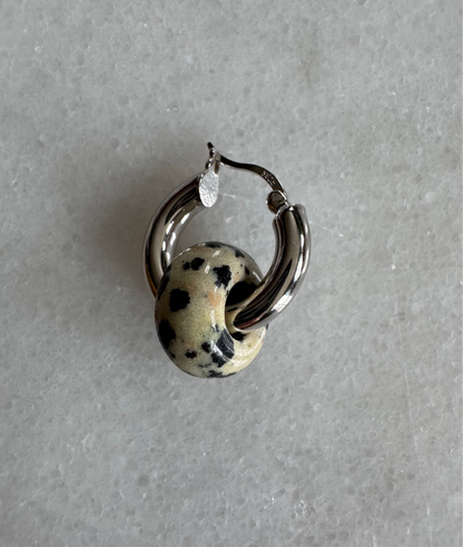 // DONUT EARRING ~ Dalmatian Jasper