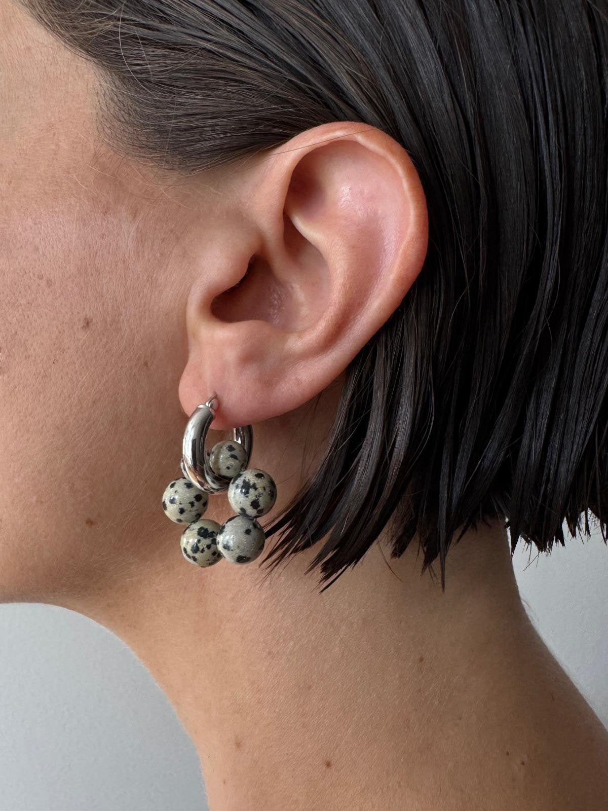 // ROW EARRING ~ Dalmatian Jasper